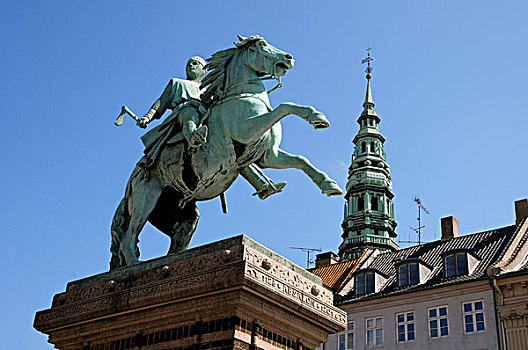 广场,纪念建筑,奠基人,主教,哥本哈根,丹麦,斯堪的纳维亚
