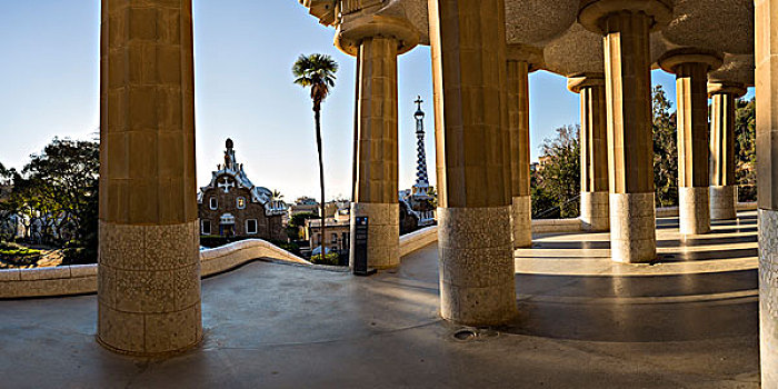 柱子,古埃尔公园,巴塞罗那,加泰罗尼亚,西班牙