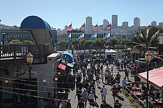 渔人码头,哥拉德利广场,蓝天,北美洲,美国,加利福尼亚州,旧金山,风景,全景,文化,景点,旅游