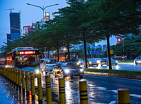 下雨,汽车,城市