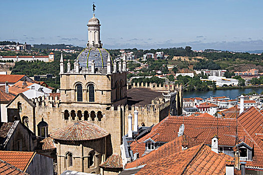 葡萄牙,可因布拉,罗马风格,塔,圆顶,大教堂
