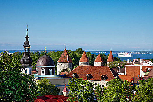 城堡区,大教堂,山,城市,墙壁,老城,世界遗产,塔林,爱沙尼亚,波罗的海国家,北欧