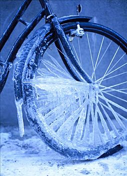 自行车,轮子,遮盖,冰