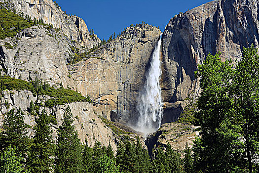 上优胜美地瀑布,山谷,地面,优胜美地国家公园,加利福尼亚,美国