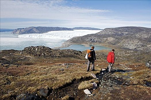 格陵兰,冰河,区域,围绕,跋涉,向上