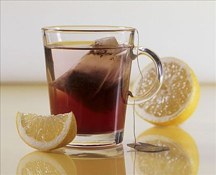 玻璃杯,果茶,柠檬