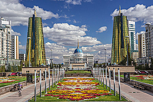 哈萨克斯坦,阿斯塔纳,城市,新,行政,道路,宫殿