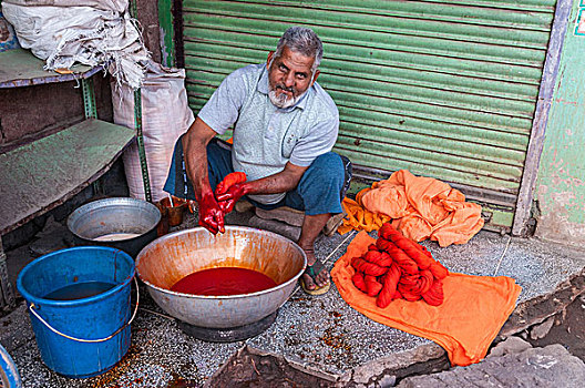 男人,彩色,拉贾斯坦邦,印度