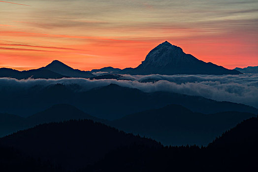 清晨,风景,巴伐利亚阿尔卑斯山,巴伐利亚,德国