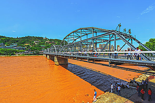 甘肃兰州黄河,漂流,中山桥