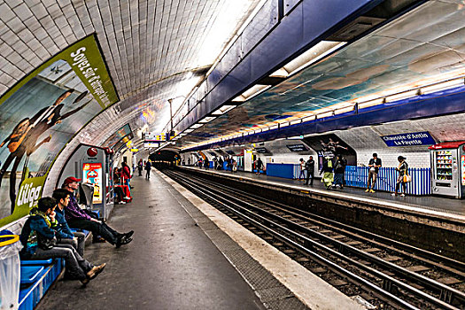 地铁站,人,等待,地铁,轨道,巴黎,法国,欧洲