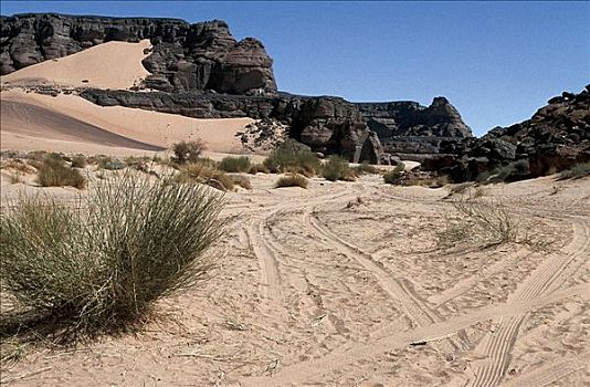 沙漠,沙子,山峦,干燥,阿卡库斯,撒哈拉沙漠,利比亚,非洲