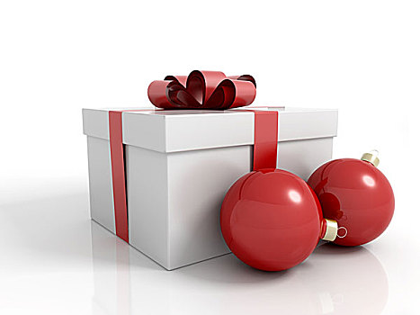 礼盒,圣诞节,彩球,丝带