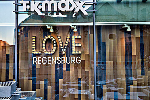 店,橱窗,文字,喜爱,雷根斯堡,普拉蒂纳特,巴伐利亚,德国,欧洲