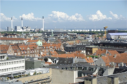 风景,屋顶,哥本哈根,丹麦