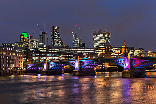 伦敦,南华克,桥,晚上,英国