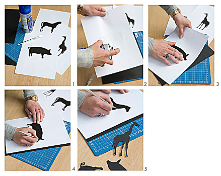 指示,制作,动物,黑色,纸板