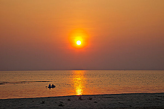 泰国,省,海滩,日落