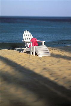 白色,休闲椅,海滩,粉色,毛巾,上方,影子,沙滩,海洋,背景
