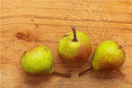 三个,梨,水果,木桌子,背景