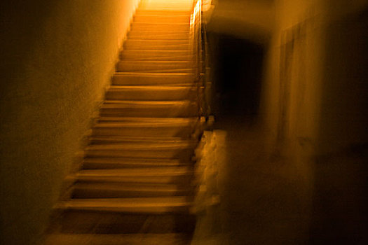 模糊,楼梯,黄色,亮光,暗色,夜晚,室内,老,房子,帕格,岛,克罗地亚,冬天,2008年