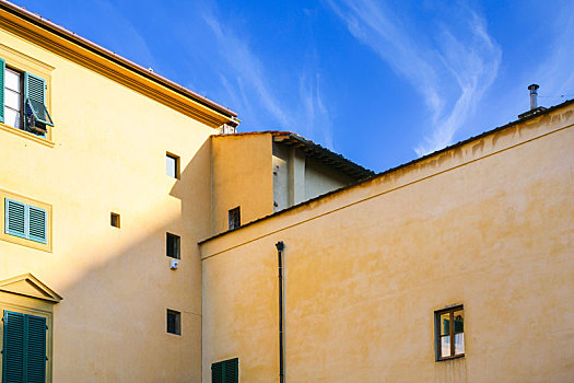 黄色,公寓,蓝天,佛罗伦萨