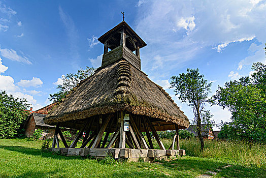 钟楼,茅草屋顶,国家公园,匈牙利