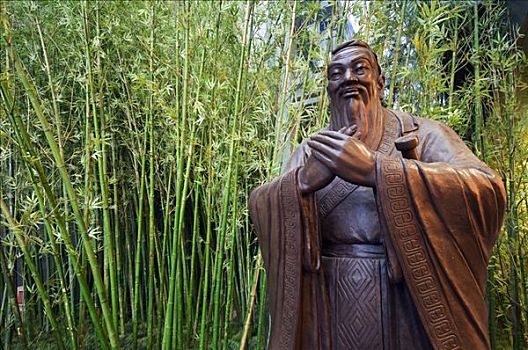中国,北京,雕塑,孔子,围绕,竹子