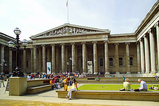 英格兰,伦敦,布鲁姆斯伯里,游人,户外,正面,大英博物馆,博物馆,房子,一个,收集,人,历史,文化,世界