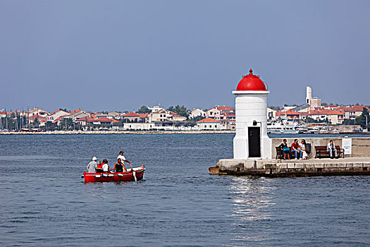 划桨船,小,渡轮,港口,扎达尔,达尔马提亚,克罗地亚,欧洲