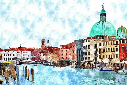 水彩,威尼斯,绘画