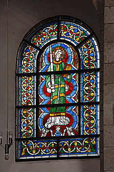 特写,彩色,彩色玻璃窗,教堂,科隆,德国