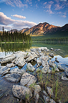 金字塔,湖,碧玉国家公园,艾伯塔省,加拿大