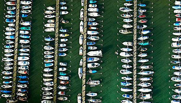 码头,康士坦茨湖,巴登符腾堡,德国,航拍