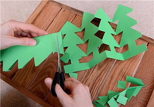 切,绿色,卡片,链子,圣诞树