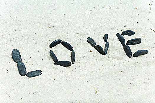 鹅卵石,拼写,文字,海滩