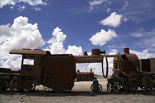 生锈,列车,乌尤尼,玻利维亚