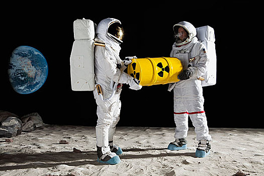 两个,宇航员,月亮,表面,桶,有毒,材质