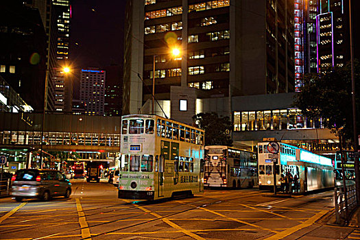 中心,夜晚,香港