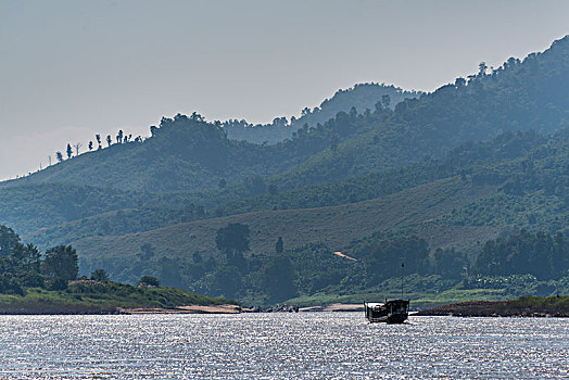 游船,湄公河,老挝
