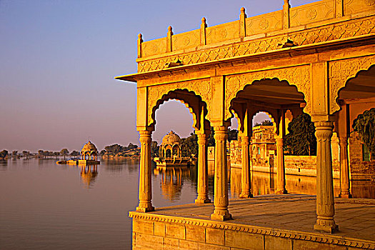 印度,拉贾斯坦邦,早晨,湖