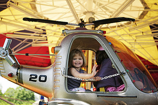 小女孩,直升飞机,游乐设施
