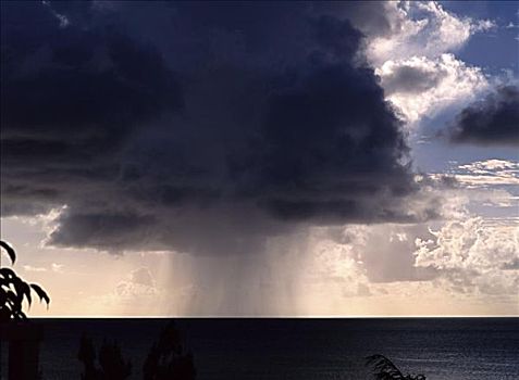 雨,风暴,上方,海洋