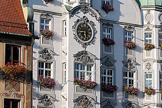 建筑,市政厅,右边,市场,巴伐利亚,德国,欧洲