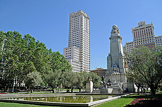 高楼大夏,纪念建筑,雕塑,堂吉诃德,马德里,西班牙,欧洲