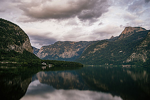 黎明,风景,湖,奥地利,长时间曝光,图像