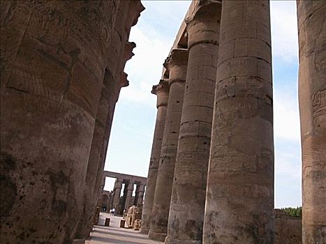 仰视,柱子,庙宇,卡尔纳克神庙,路克索神庙,埃及