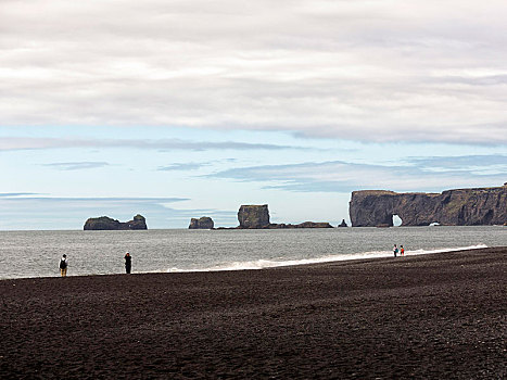 黑色,火山岩,海滩,后面,半岛,戴尔赫拉伊,瑟德兰德,南方,冰岛,欧洲