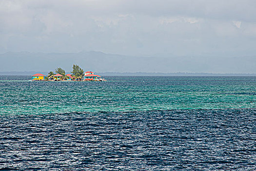 伯利兹,加勒比海,遥远,岛屿,泻湖,彩色,房子