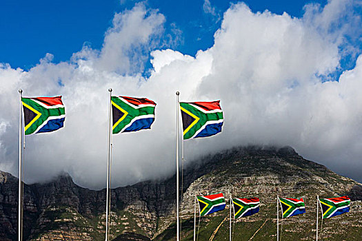 南非,湾,飘动,旗帜